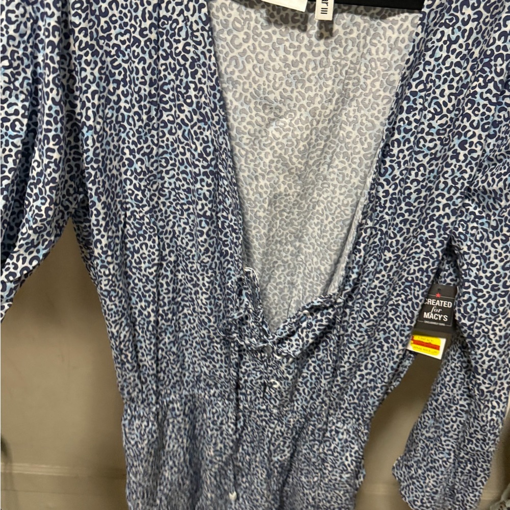 NWT**Blue Leopard Print V-Neck romper/cover up